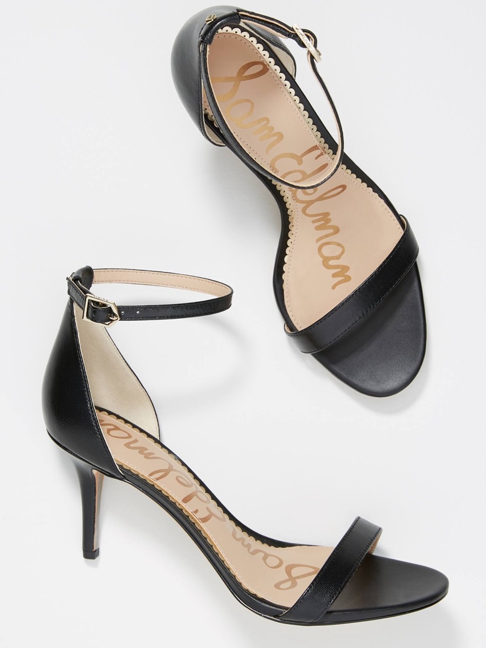 Sam Edelman Black Leather Ankle-Strap Stiletto Sandals - Picture 1 of 6
